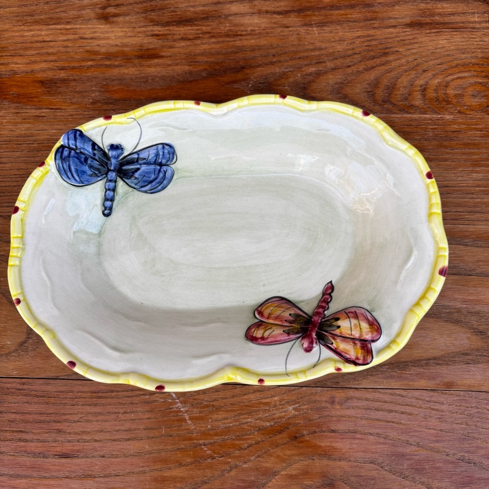 The Essex Collection Dragonfly Hand Painted Butter plate Small platter
